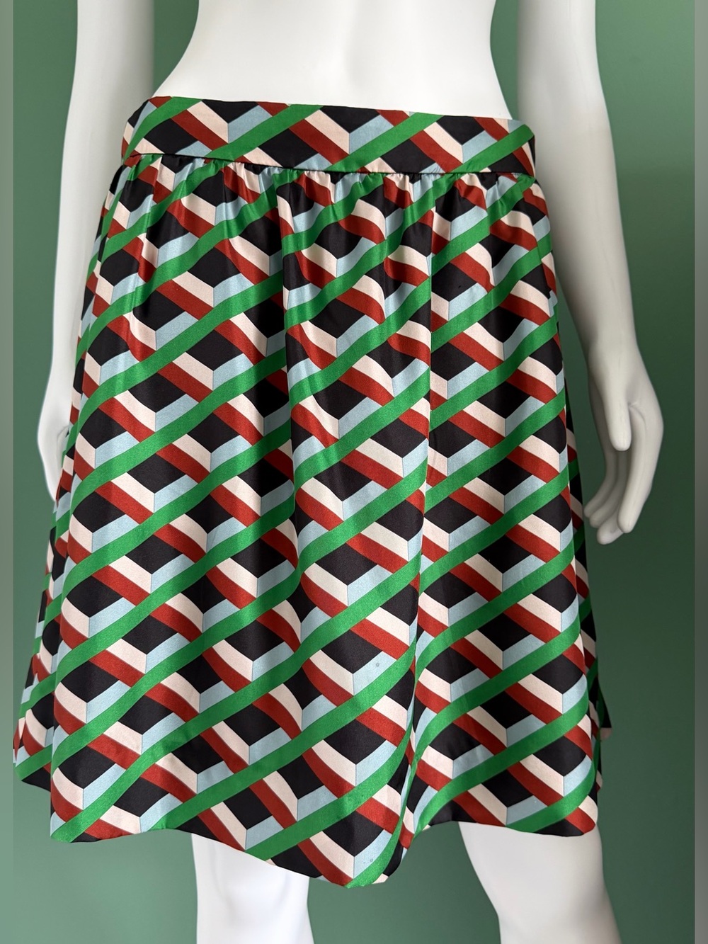 J. Crew Ratti Graphic Diamond Print Silk Skirt